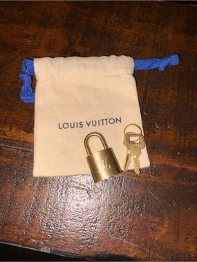 Louis Vuitton Gold-tone Padlock with Keys and Drawstring Pouch